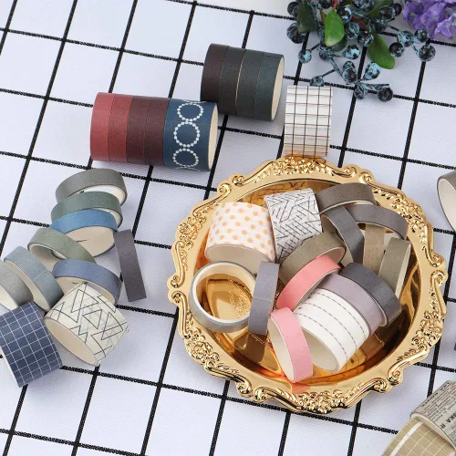 Miniatura 3 de Basic Collection - Juego de 100 rollos de cinta adhesiva de color sólido de 0.39/0.98 pulgadas de ancho, cinta adhesiva para decoración de arte