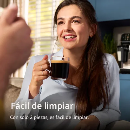 Miniatura 5 de Philips Máquina de café expreso totalmente automática serie 3300 con espumador de leche integrado y molinillo, 5 preajustes de café caliente y Negro