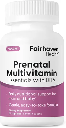 Fairhaven Health Esenciales multivitamínicos prenatales con DHA | Vitaminas prenatales + DHA, colina, mio-inositol | Esencia cítrica para disuadir