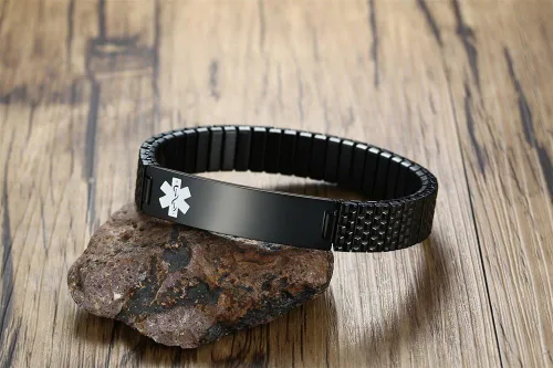 Miniatura 3 de VNOX Pulsera elástica de acero inoxidable chapado en oro negroplataoro para mujer y niña