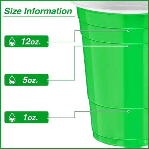 Miniatura 2 de Lounsweer 100 vasos desechables de graduación de 16 onzas para fiesta, vasos de plástico resistentes para agua potable, para cumpleaños, baby Verde