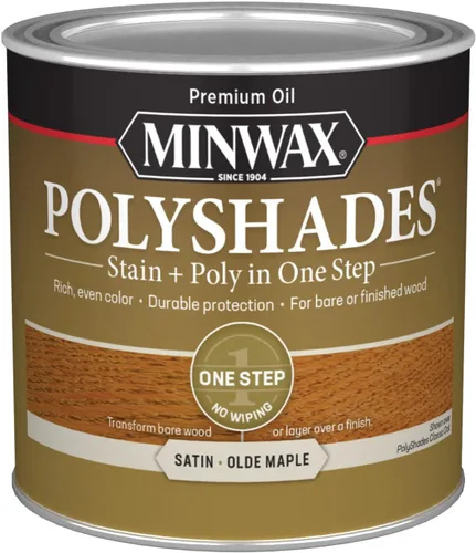 Miniatura 17 de Minwax PolyShades Tinte de Madera + Acabado de Poliuretano – Cuarto, Roble Misión, Brillo Mission Oak