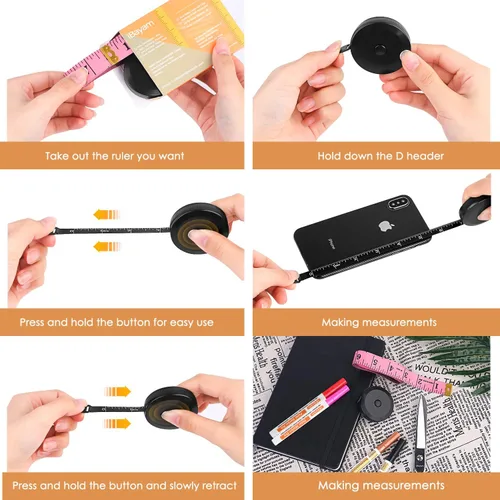 Miniatura 5 de iBayam Paquete de 2 cintas métricas para tela, cuerpo, costura, sastre, punto, vinilo, manualidades del hogar, 150 cm, suave, rosa de moda