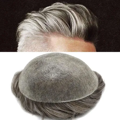 Miniatura 44 de Toupee Hair for Men Hair Piece 0.002 in Ultra Thin Skin Mens Toupee Sistema de reemplazo de cabello humano para hombres, prótesis capilar