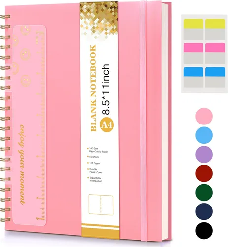 Miniatura 17 de Lined Spiral Notebook Journal 8.5” x 11”, A4 Large Notebooks for Women Men, College Ruled Journal, 100 GSM Paper, Plastic Hardcover Spiral Bound