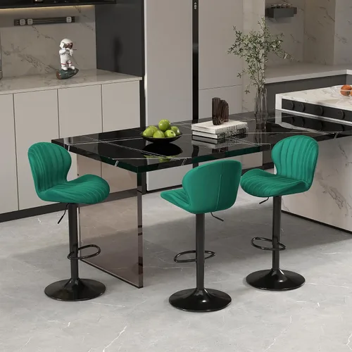 Miniatura 11 de Youhauchair - Juego de 2 taburetes de bar modernos, de terciopelo con altura ajustable y giratorios, sillas de isla de cocina sin brazos con Azul