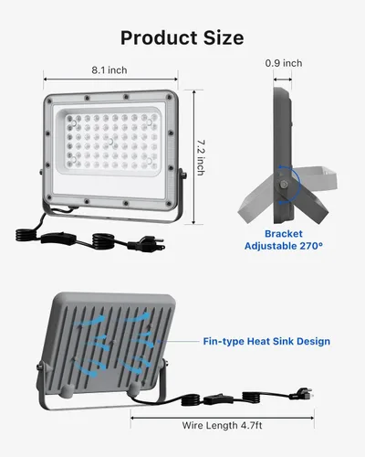 Miniatura 8 de Paquete de 2 luces de inundación de luz negra de 50 W con cable de 120 V IP66 impermeable UV LED luz negra para exteriores o interiores para Violeta