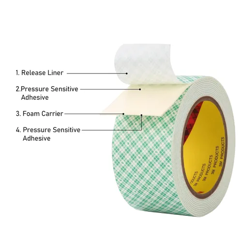 Miniatura 2 de Cinta de espuma de doble cara 0.39" x 10 pies Fabricada con cinta de espuma 3M de pelar y pegar Cinta de montaje Cinta de doble capa de uretano