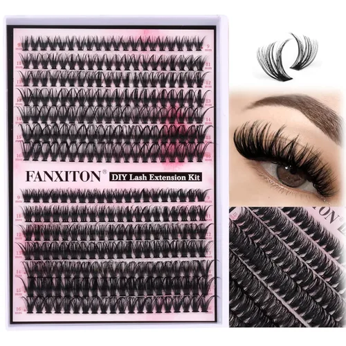 Miniatura 21 de Kit de pestañas en racimo, 280 racimos con cepillo, extensiones rizadas en D, con volumen, 23/64 a 40/64 pulgadas, 40D+50D, pestañas individuales