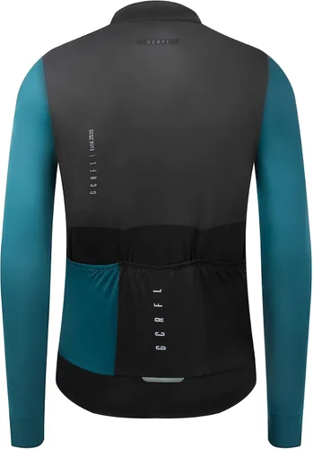 Miniatura 2 de GCRFL Camiseta de ciclismo para hombre, manga larga, camiseta de ciclismo de carretera, bolsillo con cremallera, ligera, ajuste profesional UPF 50+