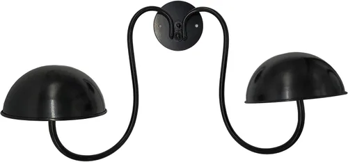 Miniatura 4 de Owlgift Moderno estante de metal montado en la pared para sombreros/peluca soporte de exhibición con 2 ganchos circulares para sombreros, color negro