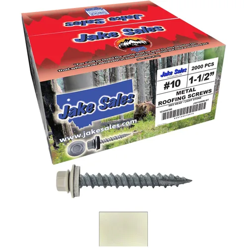 Miniatura 45 de 10 tornillos para techos de metal gris ABC de 1-1/2 pulgadas, cabezal de arandela hexagonal, arranque automático/roscado, arandela EPDM. 1 bolsa