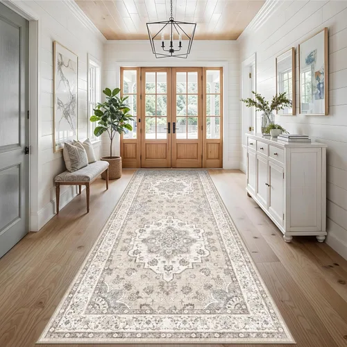 Miniatura 71 de Alfombra lavable de 2 x 3 pies para entrada: alfombras vintage con respaldo antideslizante para cocina, baño, alfombra resistente al agua