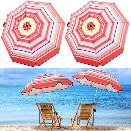 Miniatura 16 de Buryeah Paraguas automático para silla con abrazadera universal de 44 pulgadas, UPF 50+, abrazadera portátil en silla de playa, sombrilla ajustable