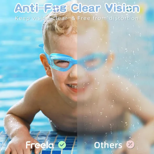 Miniatura 4 de Freela Gafas de natación para niños, paquete de 2 gafas de natación para niños de 3 a 14 años, gafas de natación para niños y niñas, antivaho