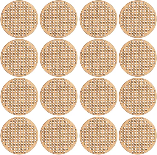 Amosfun 20 etiquetas redondas de punto de cruz de madera de 1.96 pulgadas, rebanadas colgantes redondas en blanco para bricolaje, grabado, pintura,