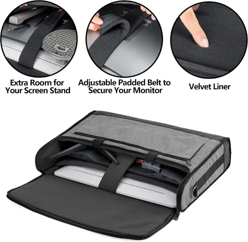 Miniatura 2 de Trunab Estuche de transporte para monitor de 24 pulgadas, bolsa de viaje acolchada con capacidad para hasta 2 pantallas LCD/televisores, no Gris