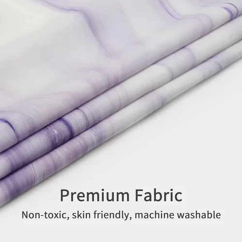 Miniatura 4 de MitoVilla Juego de cortinas de ducha de mármol morado, cortina de tela abstracta para decoración de baño, cortina estándar moderna para bañera