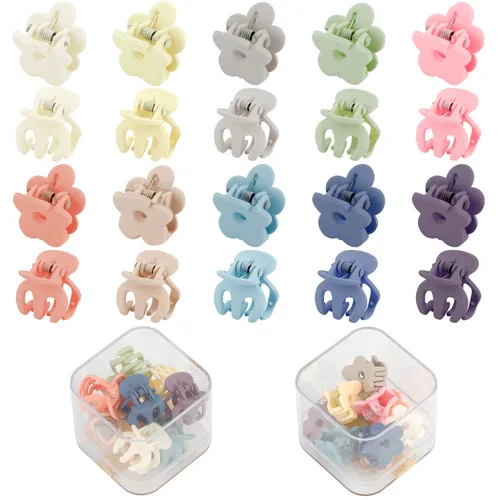 SuPoo Pinzas pequeñas para el cabello, mini garras de flores, 20 piezas de accesorios para cola de caballo, garras de peinado de cabello de 1.1