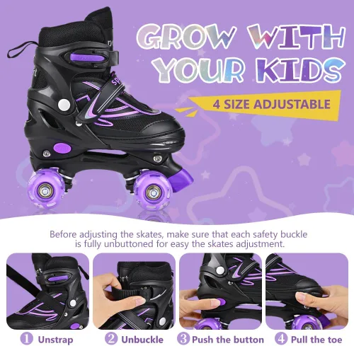 Miniatura 2 de Patines en línea G MGY OLED para niños pequeños, patines ajustables en 4 tallas con todas las ruedas iluminadas, patines iluminados divertidos