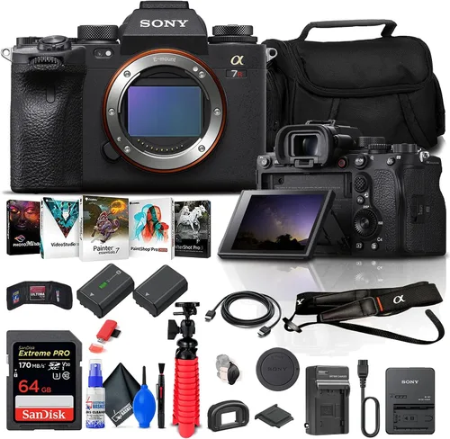 Sony Cámara digital sin espejo Alpha a7R IIIA (solo cuerpo) (ILCE7RM3A/B) + tarjeta de memoria de 64 GB + software de foto Corel + estuche + batería