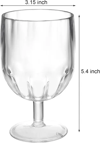 Miniatura 3 de Paquete de 8 copas de vino de plástico con tallo, copas transparentes irrompibles de 12 onzas, copas de vino reutilizables, sin BPA, a prueba