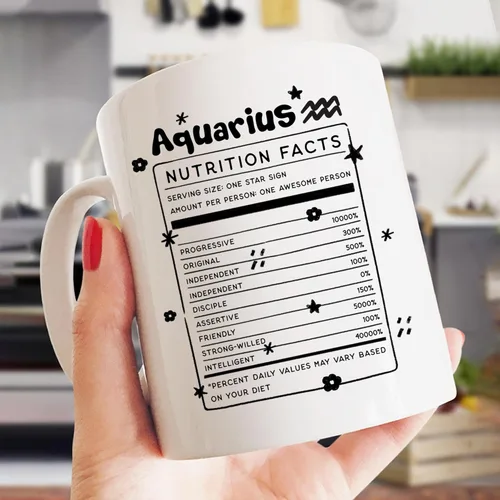Miniatura 2 de Gossby Aquarius Nutrition Fact Taza de café – Regalo del signo del zodiaco para mujeres, cumpleaños, regalo de astrología de Navidad para mujeres