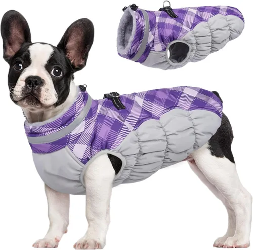 Miniatura 38 de FUAMEY - Chaqueta de invierno para perro, chaleco acolchado con arnés, ropa cálida para mascotas, abrigo con cremallera, impermeable, para perros