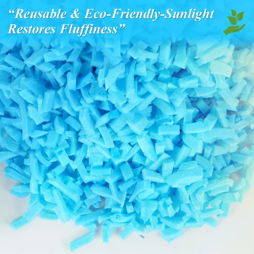Miniatura 4 de Relleno para Puf - 5 libras de Espuma Viscoelástica Triturada, Alta Densidad ≥3.12 lb/ft³, Relleno Azul para Puf, Cojín de Sofá, Cama para Perro