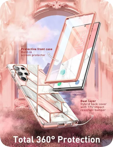 Miniatura 3 de i-Blason Cosmo Series - Funda para Samsung Galaxy S22 Ultra 5G (versión 2022), funda protectora delgada y elegante con protector de pantalla Mármol