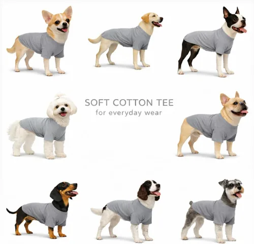 Miniatura 5 de Lovelonglong Ropa para mascotas, disfraces para perro, ropa de perro salchicha, camiseta en blanco para perros salchicha, Corgi 100% algodón, gris