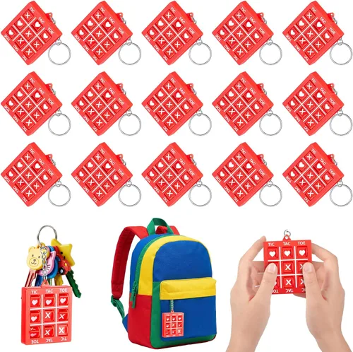 Miniatura 9 de Hicarer 16 llaveros de fiesta de Tic Tac Toe para fiesta de cumpleaños a granel, regalos de fin de año para estudiantes, niños de 8 a 12 años