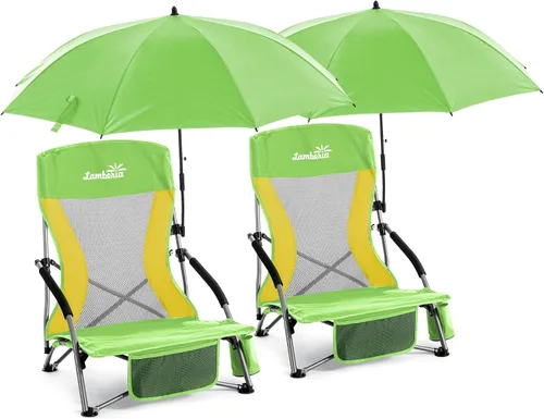 Miniatura 18 de Lamberia Silla de playa plegable para adultos, paquete de 2, sillas de playa bajas portátiles con capacidad de 300 libras, silla de camping ligera