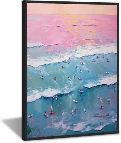 Miniatura 11 de Póster de surf oceánico azul de los años 90, arte de pared de verano y playa, surfista costero, hombres, deportes extremos de agua, impresiones