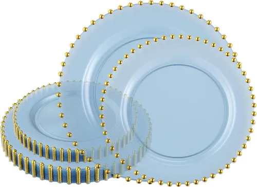 Miniatura 39 de Plasticpro - Juego de platos combinados de 32 piezas de plástico para cena, platos desechables de plástico elegantes y resistentes para fiestas de 7