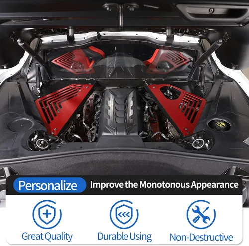 Miniatura 5 de Cubierta de panel de bahía de motor compatible con Chevrolet Corvette C8 Stingray 2020-2024, compartimento de aluminio para motor izquierdo derecho