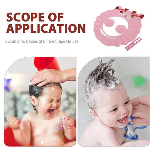 Miniatura 2 de Gorro de ducha para bebé para lavar el cabello, sombrero de champú hipopótamo ajustable para niños pequeños con orejeras, escudo impermeable