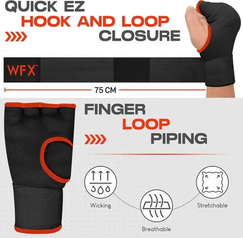 Miniatura 4 de WFX - Guantes de mano para niños y jóvenes de boxeo, interiores, con acolchado de gel, elásticos, para debajo de los guantes, puños para deportes