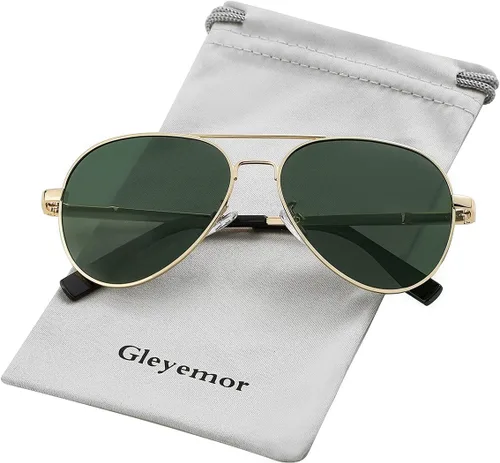 Miniatura 88 de Gleyemor Lentes de sol polarizados estilo aviador para niños y niñas, jóvenes, adolescentes, dos tamaños de 1.969 in y 2.047 in