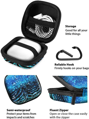 Miniatura 4 de WIRESTER Funda portátil inalámbrica para auriculares, bolsa de almacenamiento de auriculares, soporte para auriculares con mosquetón negro