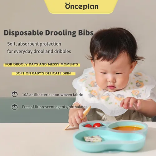 Miniatura 2 de Baberos desechables para babear, paquete individual de 24 para niños pequeños, ajustables con broches, baberos de bebé de 10.24 x 11.02 pulgadas 【24