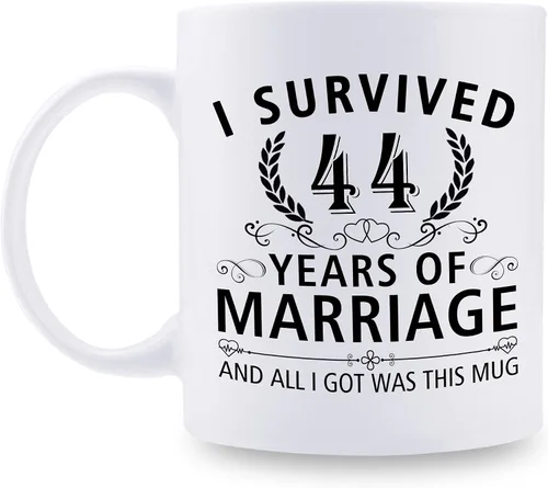 Miniatura 37 de Taza de café de 11 onzas con texto en inglés "I Survived 50 Years of Marriage and All I Got Was This Cup" para el 50 aniversario de boda y para él