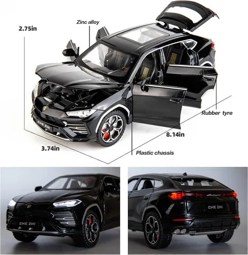 Miniatura 2 de BDTCTK 1:24 Lambo Urus Modelo de coche, Diecast Pull Back Car Toy Car, Puertas abiertas, Luz y sonido, Juguetes para niños Niños Adultos Regalos