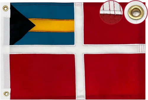 Miniatura 21 de Bandera de las Bahamas de 12 x 18 pulgadas para barco, banderas de colores vivos del Caribe Bahameño con 2 ojales de latón, banderas pequeñas