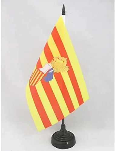 Miniatura 50 de Bandera de mesa de Andalucía 4'' x 6'' - Bandera de escritorio de la región española de Andalucía 5.9 x 3.9 in - Barra y base de plástico negro - AZ