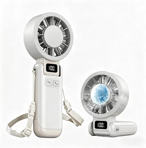 Miniatura 10 de VanSmaGo Ventilador de refrigeración de hielo turbo portátil de mano, velocidad (1-100) ventilador personal recargable [3600 mAH] Mini ventilador