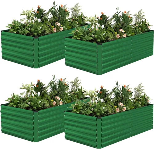 Miniatura 16 de NAVINE Cama de jardín elevada de 8 x 4 x 2 pies, macetas elevadas de metal grande, macetas para plantas al aire libre para verduras, flores