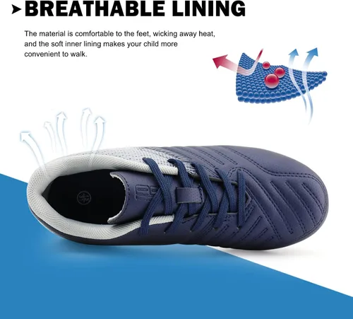 Miniatura 4 de Brooman - Zapatos deportivos con tacos para niños y niñas, zapatos de fútbol para usar al aire libre