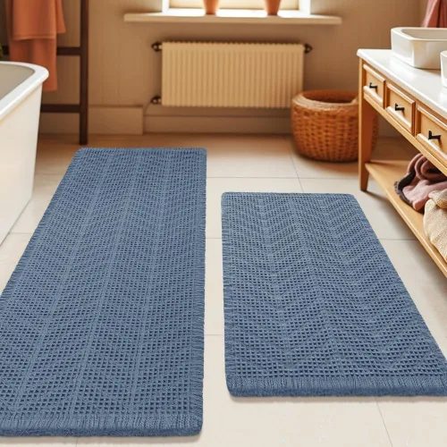 Miniatura 88 de Tapete de baño con diseño de gofre, moderno, bohemio, absorbente, antideslizante, ultrasuave, lavable a máquina, con letra de baño, dormitorio
