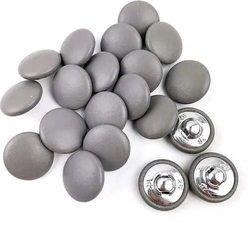 Miniatura 27 de Heyiwell 30 botones redondos cubiertos de cuero con vástago de metal, para vestidos de novia, camisas, vestidos, manualidades de costura (beige, mm)